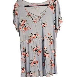 Torrid Soft Knit Womens Floral Blue Top Size 2X